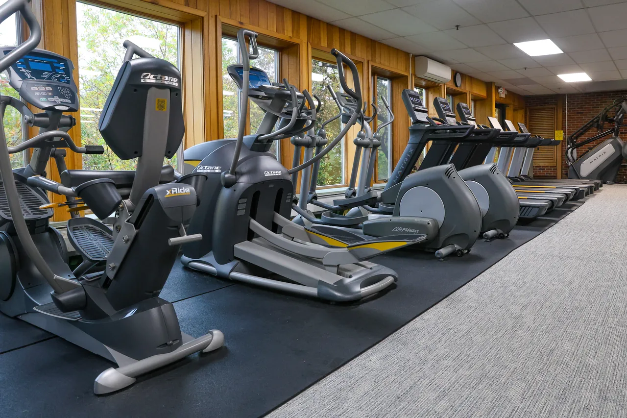 Ellipticals and a seated stepper on RecFit's cardio floor
